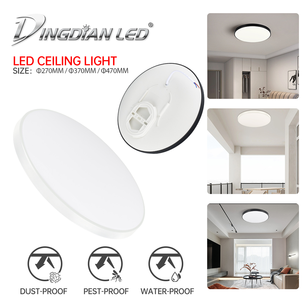High Quality Modern LED Plastic Surface Mounted Black Shell Round Ceiling Light for Bedroom and Livingroom 30W