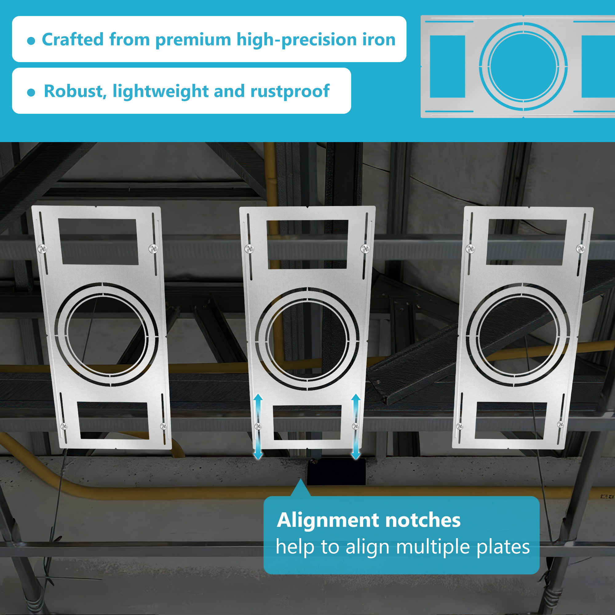 Modular Iron Mount For LED Panel Lights Drop Ceiling Ready Quick-Release Design