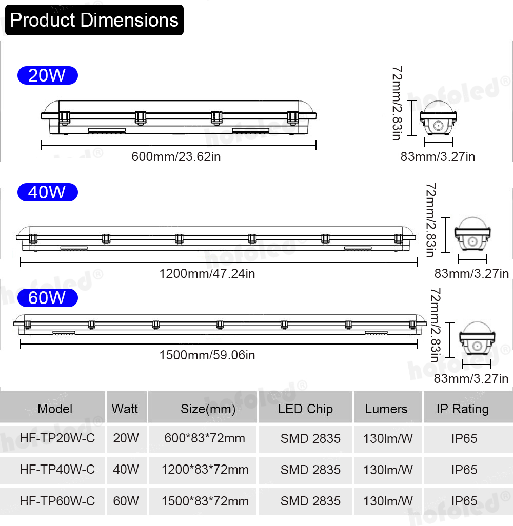 Ammonia Proof Poultry Farm Tri-proof Light Flicker-free DALI Simulated Sunlight Linear Batten Light with Stainless Steel Clips