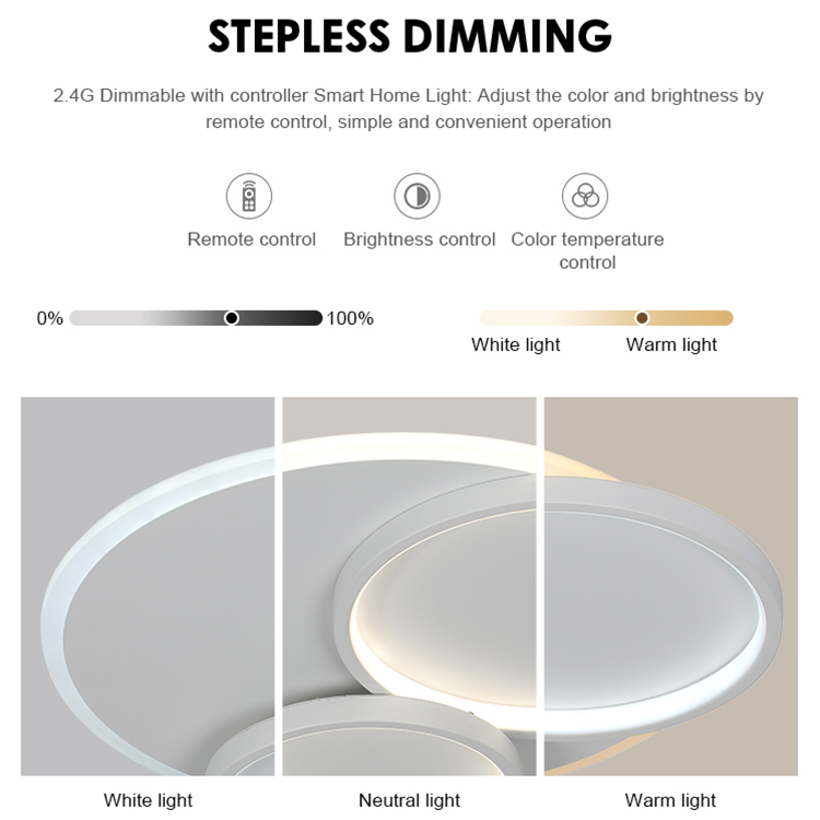 Modern Simple Design Indoor Decorative Household Round Acrylic Dimmable Led Ceiling Light With 2.4g Remote Control