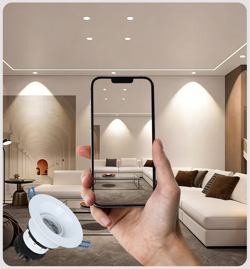Ultra-Thin Trimless LED Downlight 3in 5CCT Adjustable Beam Angle Recessed Round Slim Light for Hotel House Projects