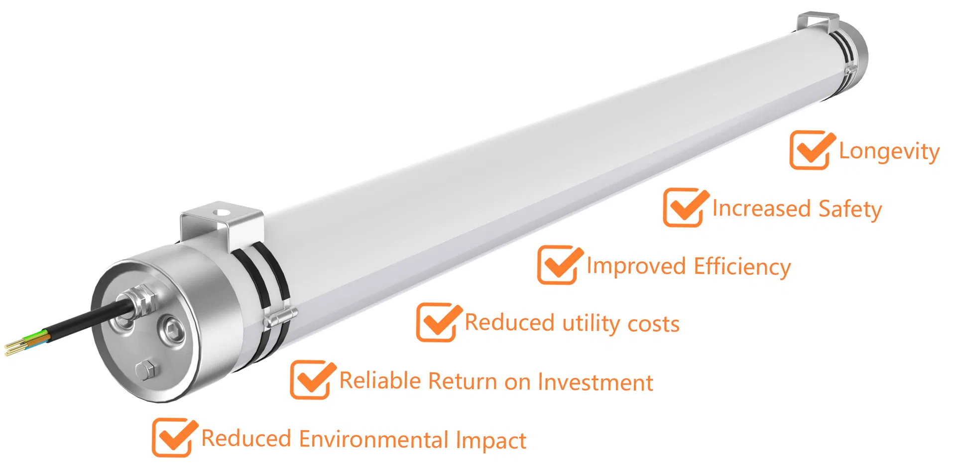 IP67 Tri-Proof Light Tubular Explosion Waterproof D75mm 60W LED Batten Light