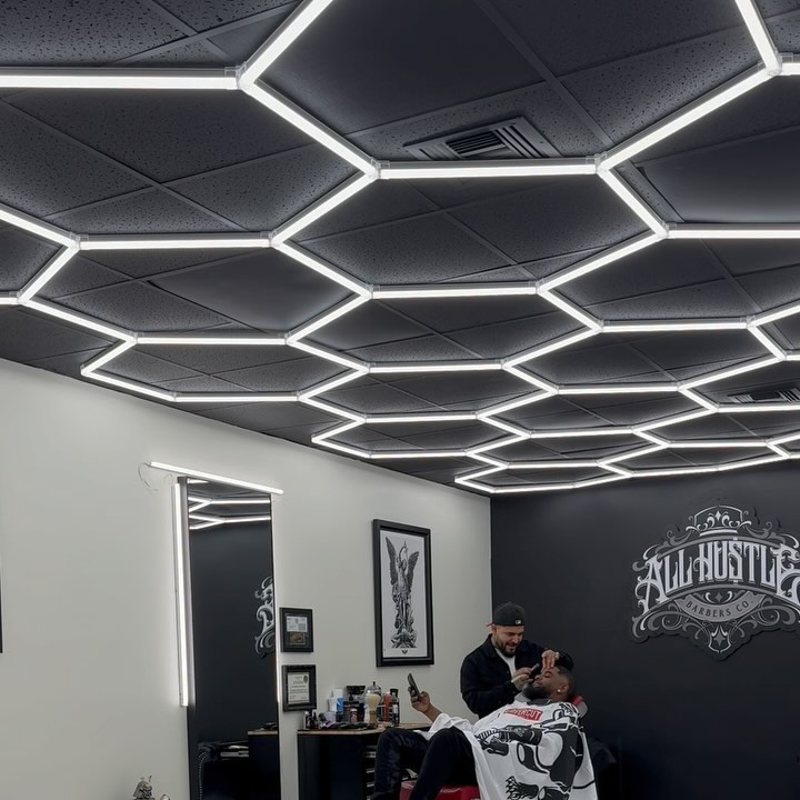 Contation 110 220 Volt 9 LED Workshop Ceiling Led Working Lights for Car Shop and Garage Honeycomb Lights Hexagonal Led Light