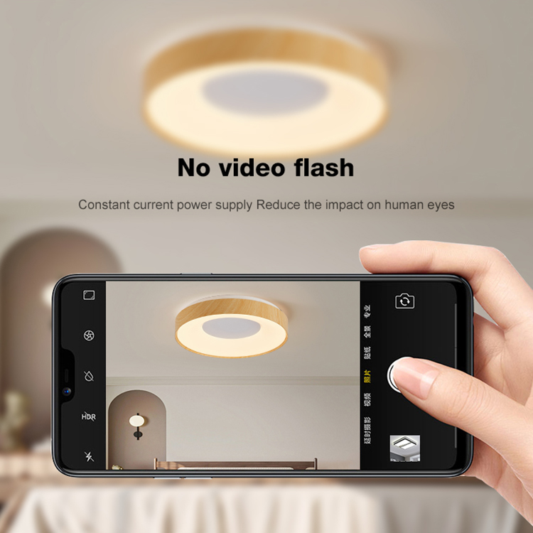 High Brightness Bedroom Ceil Lamp Simple Modern Lighting Wood Grain Smart Home Round Led Ceiling Light with Remote Control