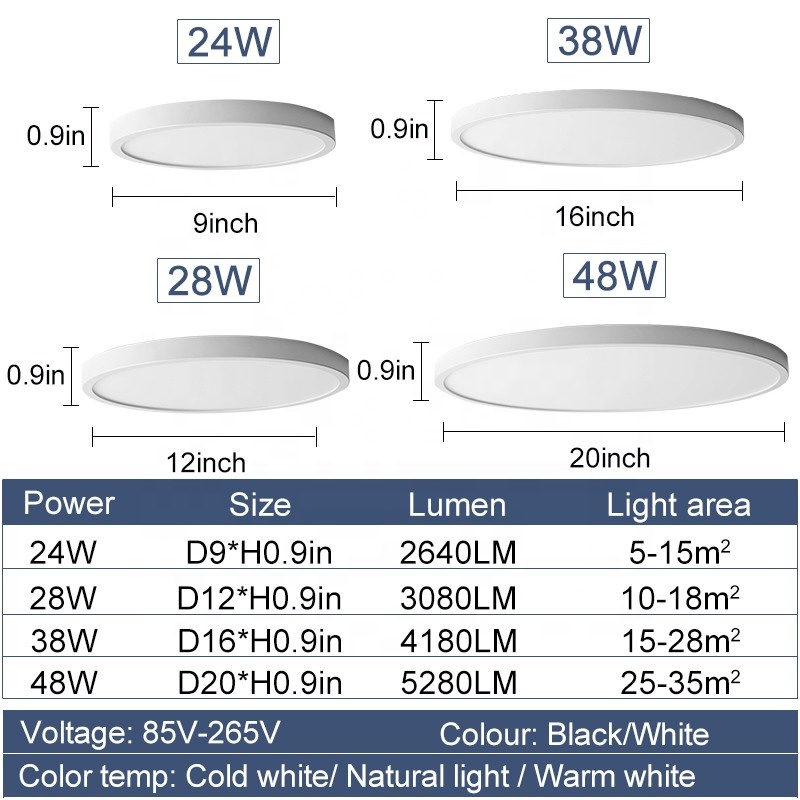 Ultra Thin Intelligent Home Lighting 48W 500mm APP Remote Control Switch Controlled Smart Led Ceiling Lights for Indoor Lighting