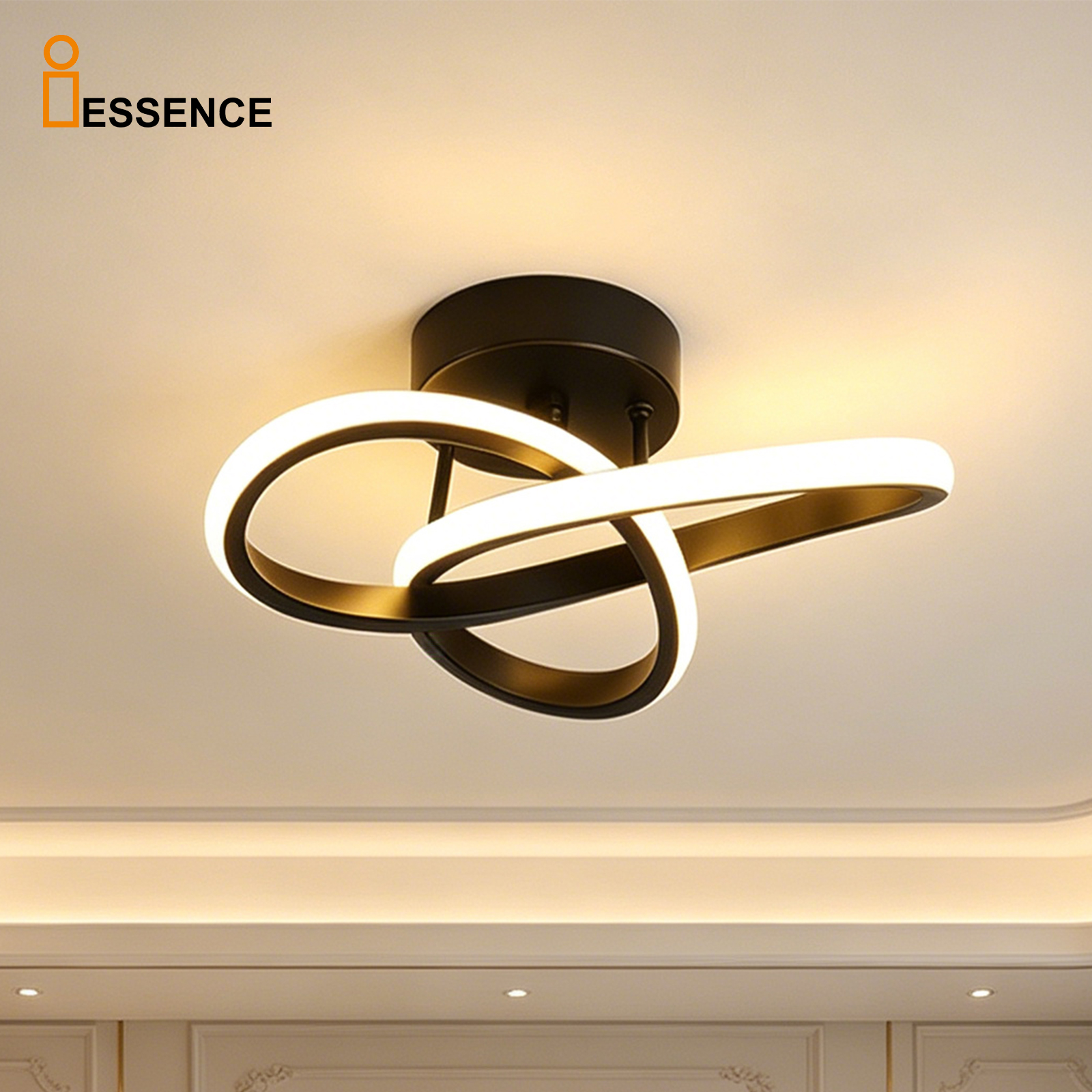 Ring LED Ceiling Lamp Modern Black White Gold Geometric Flush Mount Light Living Room Bedroom Dining Room Hallway Home Decor