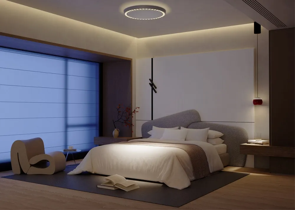 Smart Dimmable LED Composite Ring Ceiling Light with Backlight Zigbee APP Control