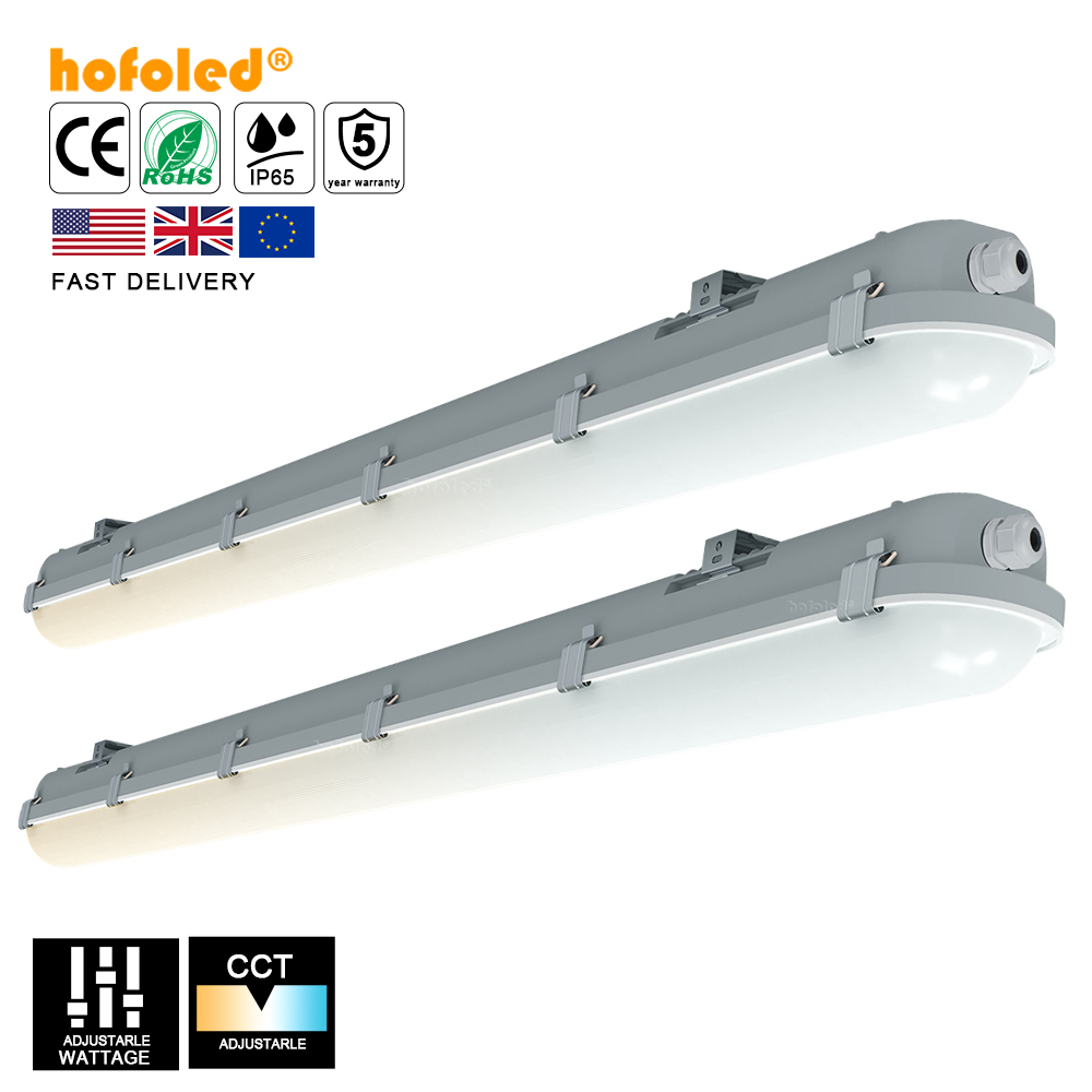 CE RoHS Certified 3CCT Selectable Power Tunable IP65 Waterproof LED Vapor Tight Batten Light Tri-proof Light For Garage