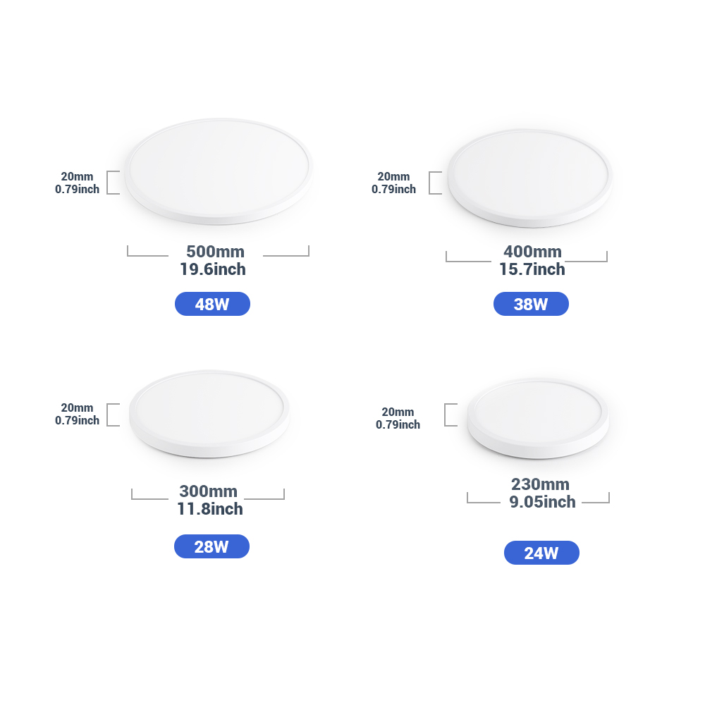 Modern Round Flush Mount LED Ceiling Light Warm White Dimmable with Remote Control for Bedroom