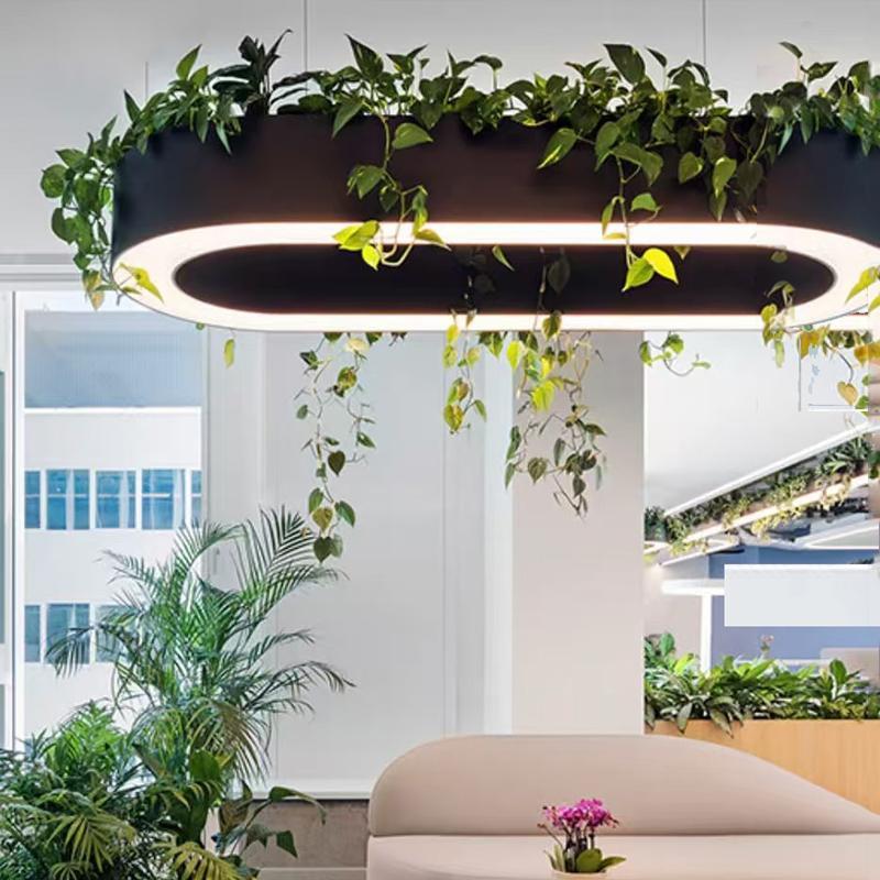 Oval Green Plant Circular LED Pendant Lighting Decor Chandelier For Living Bedroom Dining Room Home Office