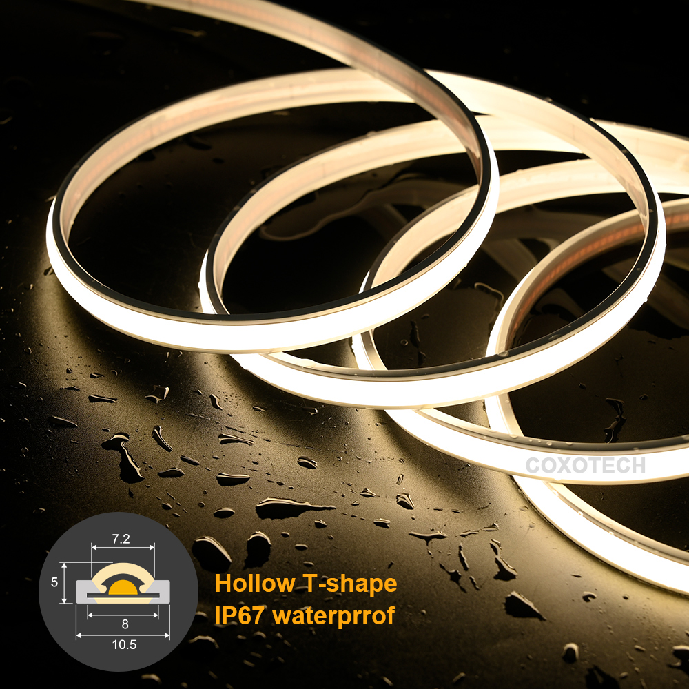 IP67 Waterproof COB Dot Free LED Strip Dimmable 5M Roll White 6500K High Quality 3 Years Warranty Flexible Soft Linear Lighting