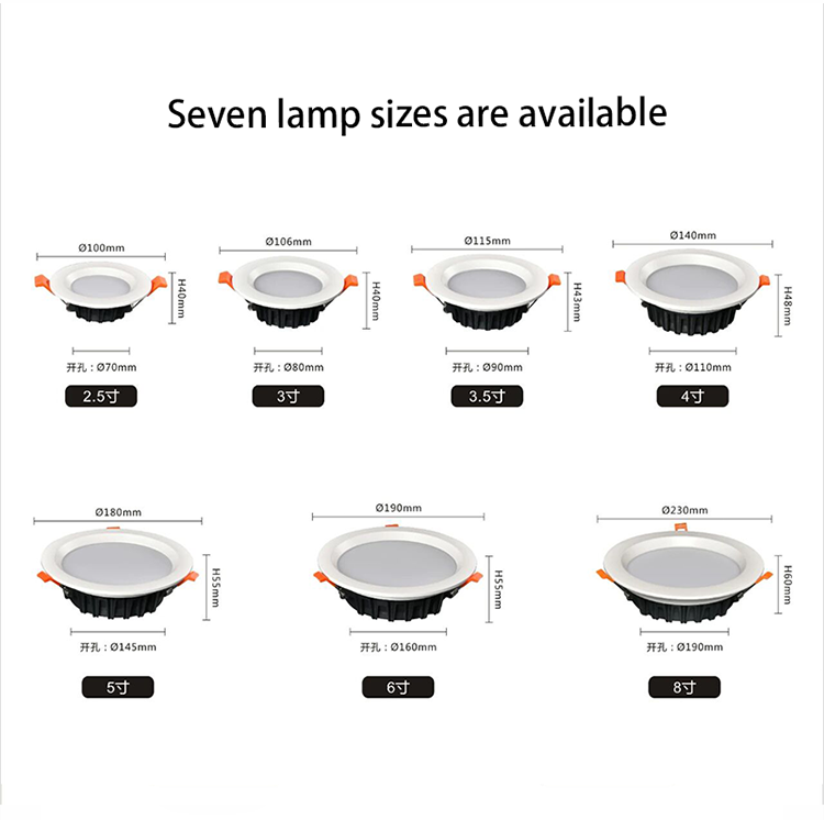 PULUOTI Premium Recessed Full-spectrum LED Aluminum Downlights 90mm Cut Ultra-thin Profiles Modern Indoor Use High CRI Durable