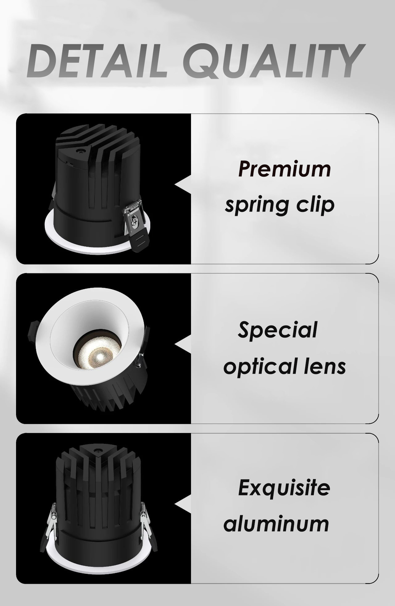 PULUOTI Modern 55mm 8W LED Recessed Spotlight Indoor Lighting Arc Adjustable Down Light Lamp New Design with Aluminum White