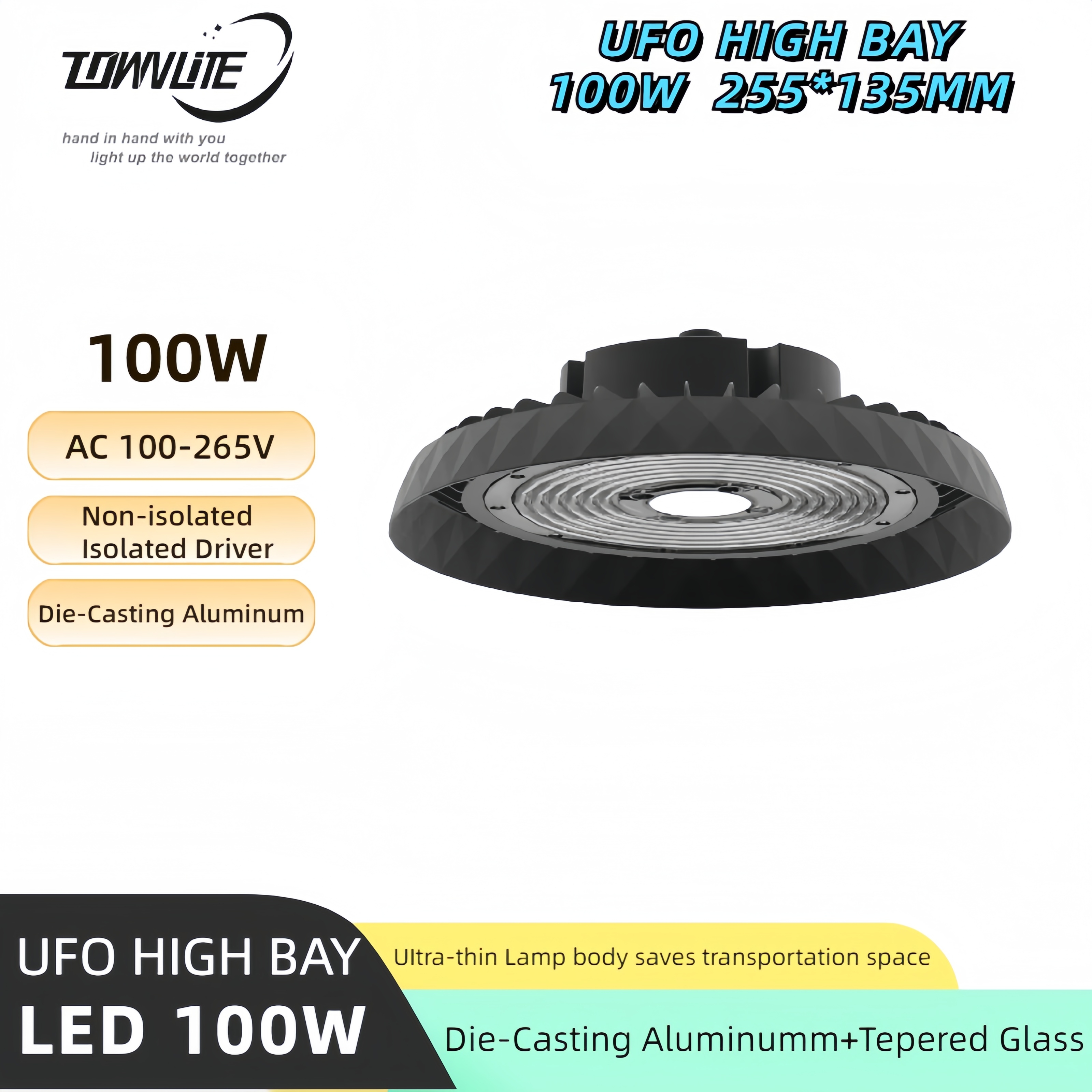 Hot Selling High Quality High Lumen 100W 150W 200W ufo LED High Bay Light with 120 Lm/w