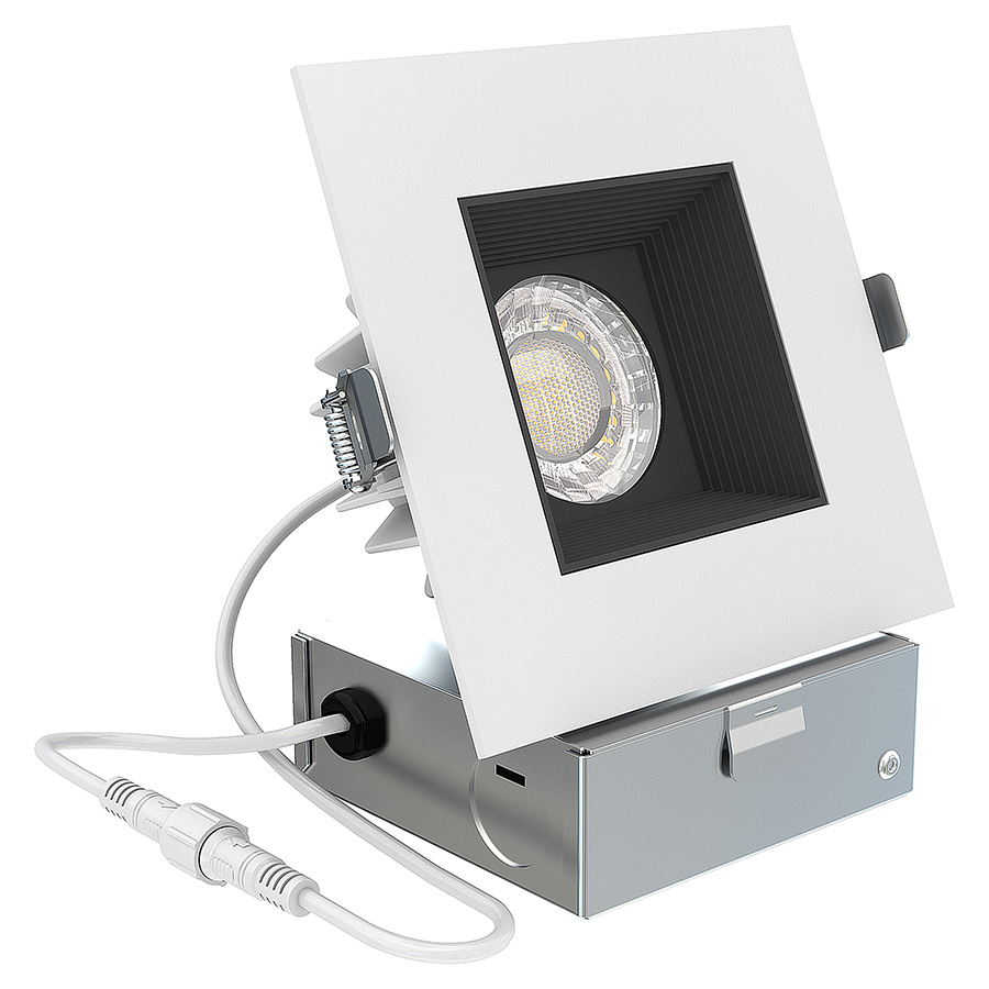 Anti-Glare Downlight 4inch 12/15W Dimmable COB Square White with Black Trim Downlight 5CCT Selecatable Downlight CRI 90+
