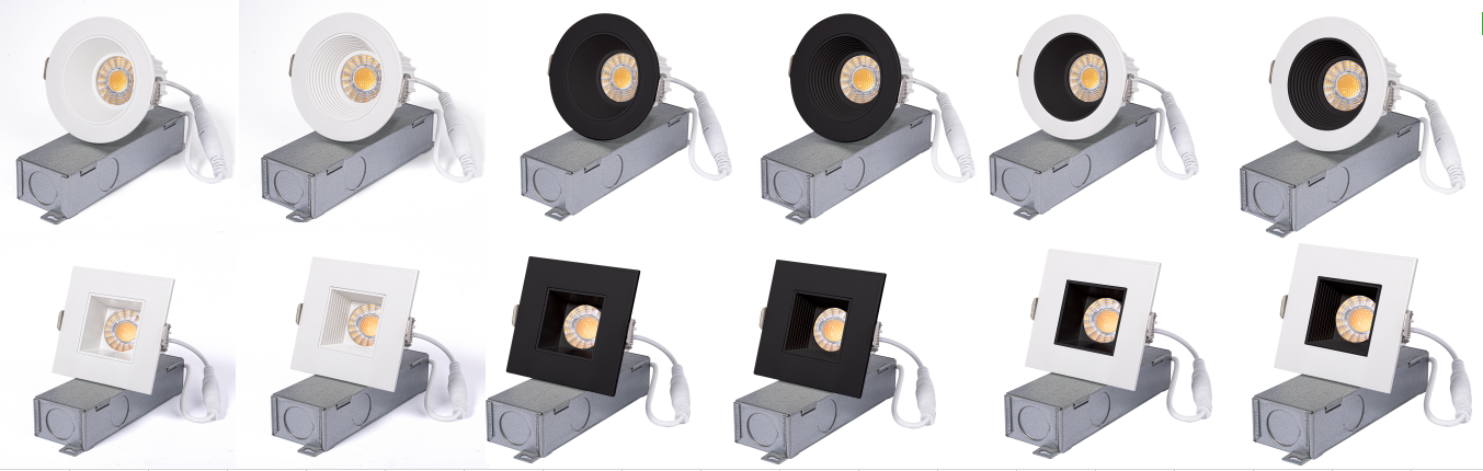 Anti-Glare Downlight 4inch 12/15W Dimmable COB Square White with Black Trim Downlight 5CCT Selectable Downlight CRI 90+