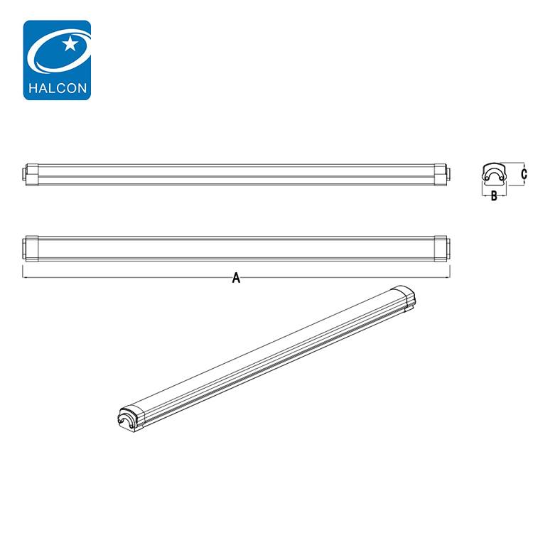 Industrial 4ft 8ft 36w 60w IP65 Waterproof Garages Warehouse Vapor-tight Lamp Led Tri-proof Light