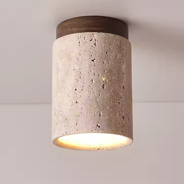 Italian Black Travertine Marble Decor Lamp LED Ceiling Light
