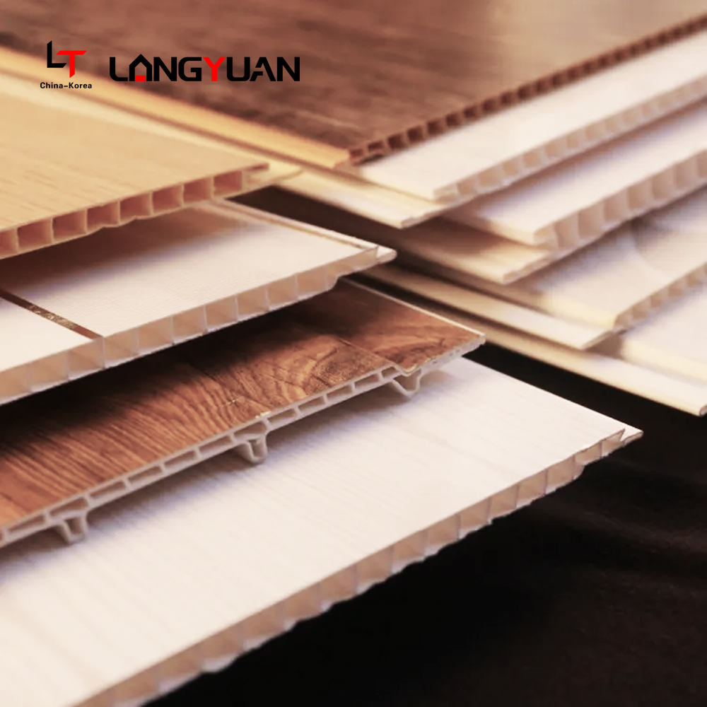 Wood Grain PVC Ceiling Panel 6-10 mm WPC Board Strip for Interior Decoration 20/25/30 cm Width Fireproof Waterproof