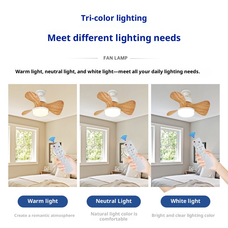 Modern Design Ceiling Fan Lamp for Dining/Living Rooms Full Spectrum LED Eye Protection Remote Control Dimmable 20" Blade Low