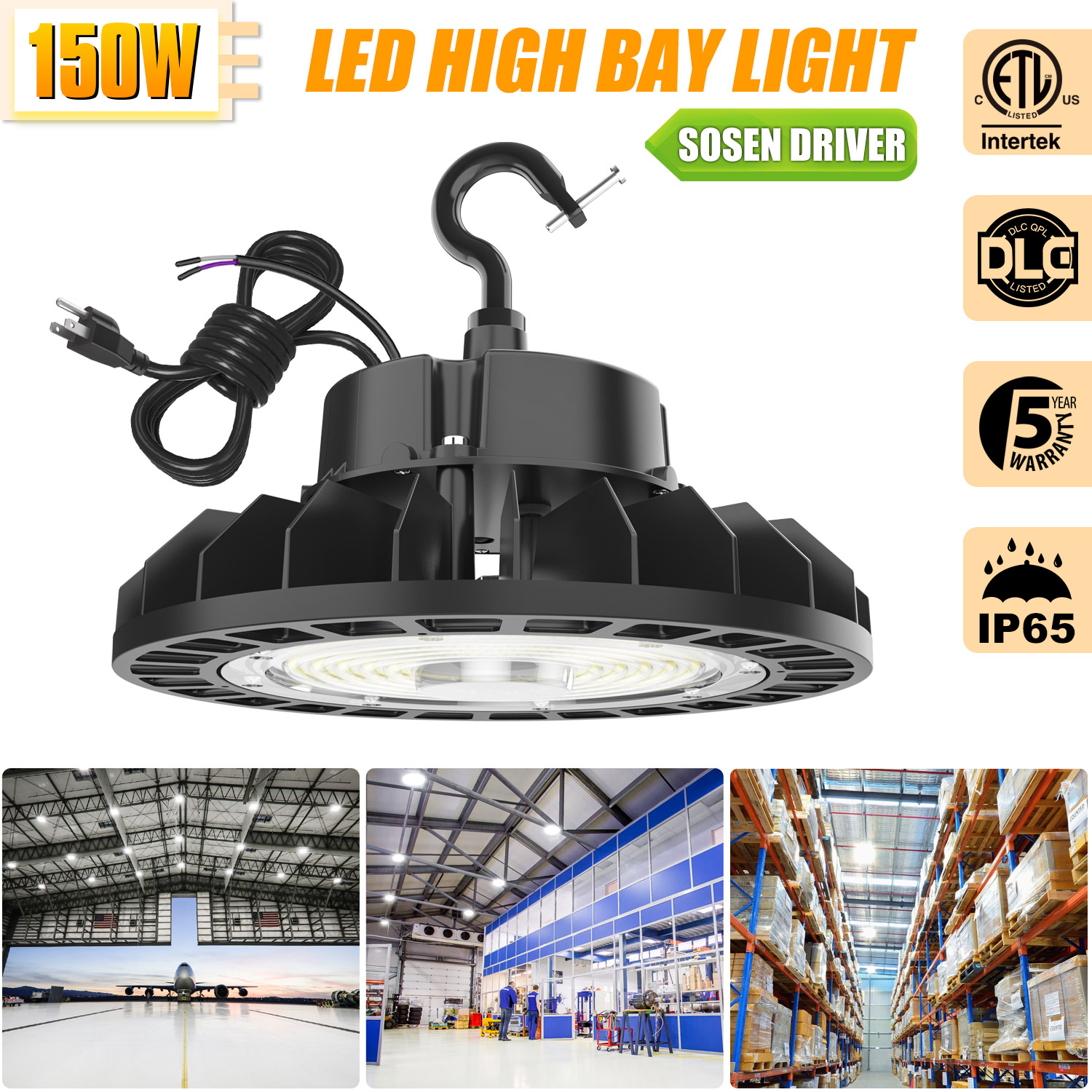 Industrial For Highbay Light 240W/150W/200W Commercial UFO High Bay SMD3030 Dimmable Sensor Control Workshop Warehouse Aluminum