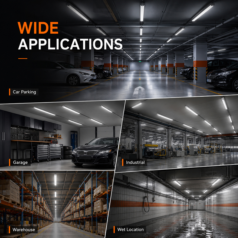 Energy Saving Power-Switchable LED Tri-proof Light IP65 5-Year Warranty DALI/0-10V Dimming Flexible 10500 Lumens 120 Beam