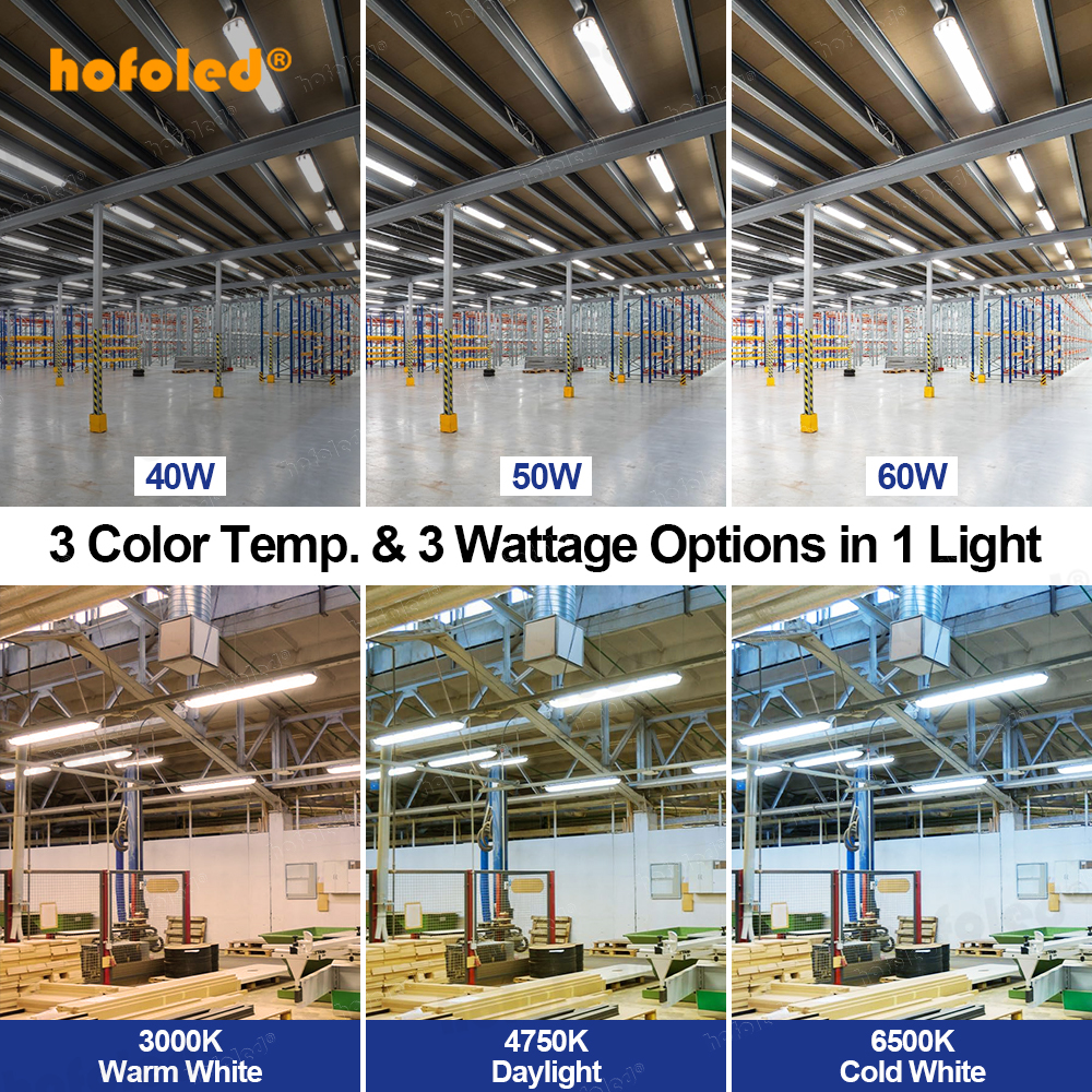 In Stock 4FT 40W 50W LED Tri-proof Light 120cm 3CCT Watt Selectable Waterproof Industrial Warehouse Garage IP65 LED Batten Light