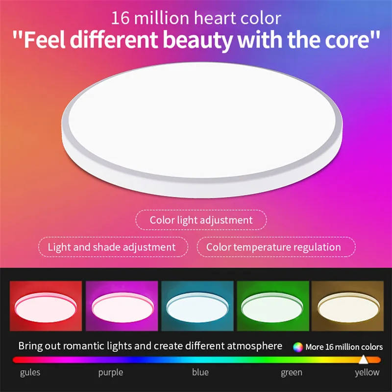 Tuya WiFi RGB Smart LED Ceiling Light Dimmable APP Control Color Changing Surface Mount Indoor Lamp