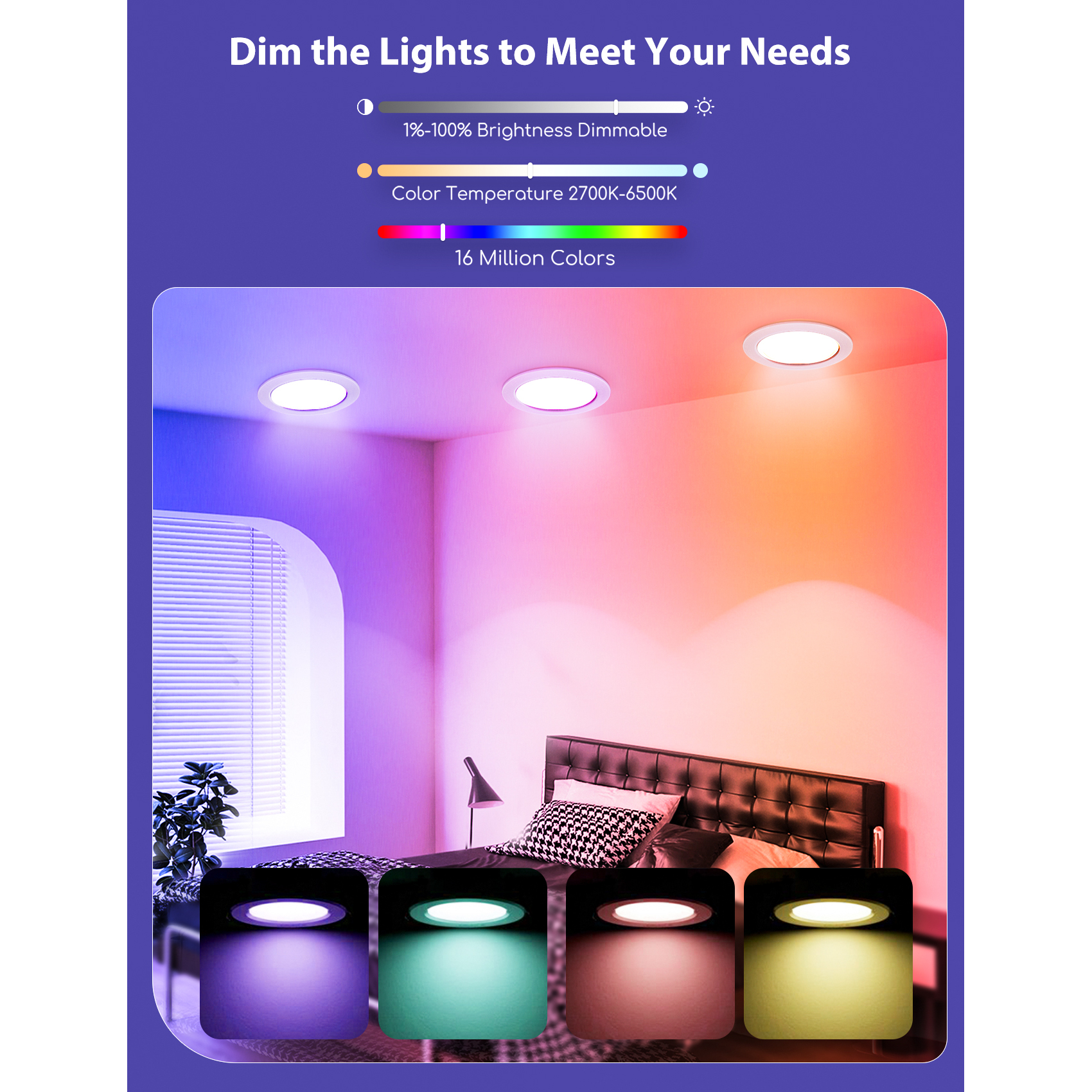 Aigostar 9W Smart LED Downlight Recessed Ceiling Ultra-Thin WiFi APP Control RGB Spotlight China 145mm X