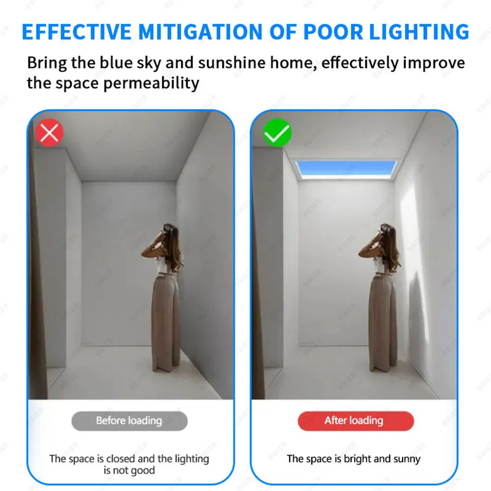 Smart Blue Sky Ceiling Light APP Control and Biorhythm Simulated Sunlight Exposure 150lm/W Artificial Skylight LED Panel