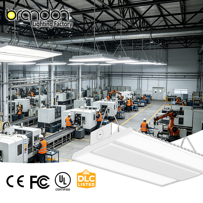 UL Compliant 250w 65000lm 120-277v Super Bright Linkable Industrial Pendant Led Linear High Bay Light for Shop Garage Warehouse