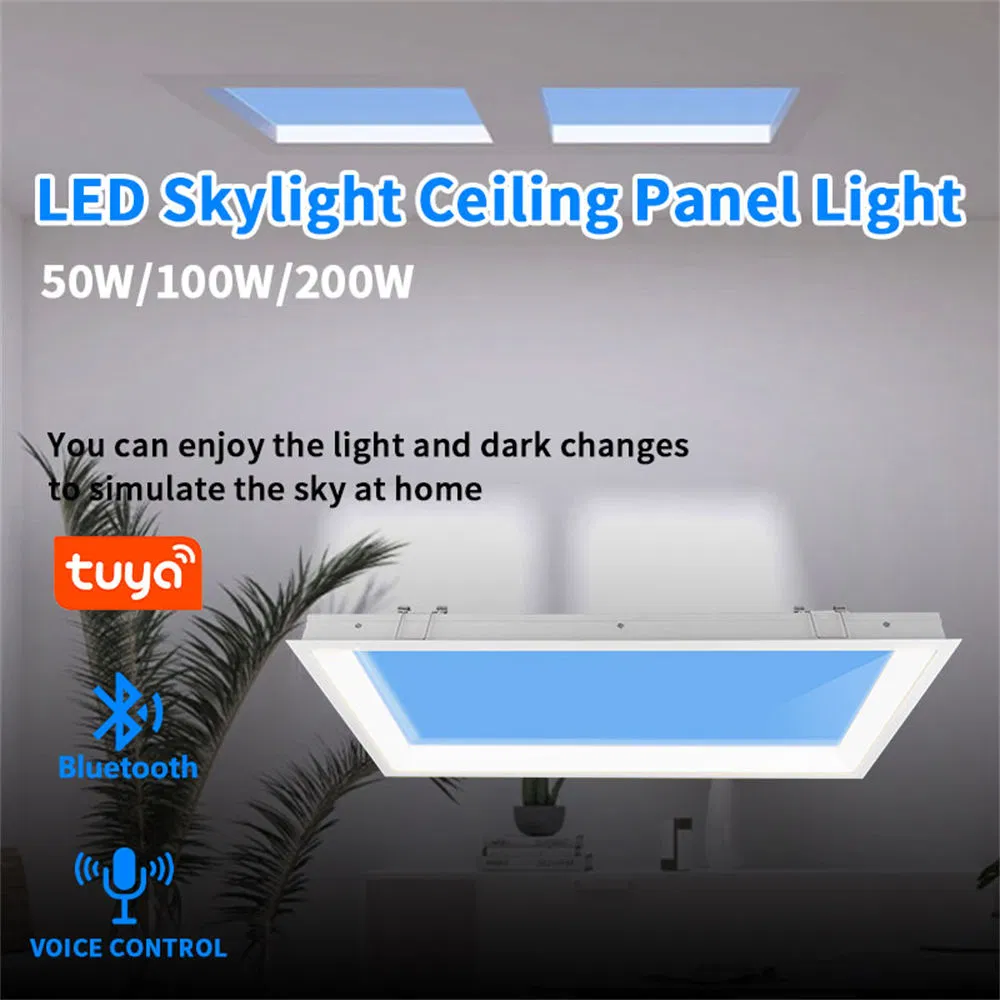 Smart Blue Sky Ceiling Light APP Control and Biorhythm Simulated Sunlight Exposure 150lm/W Artificial Skylight LED Panel
