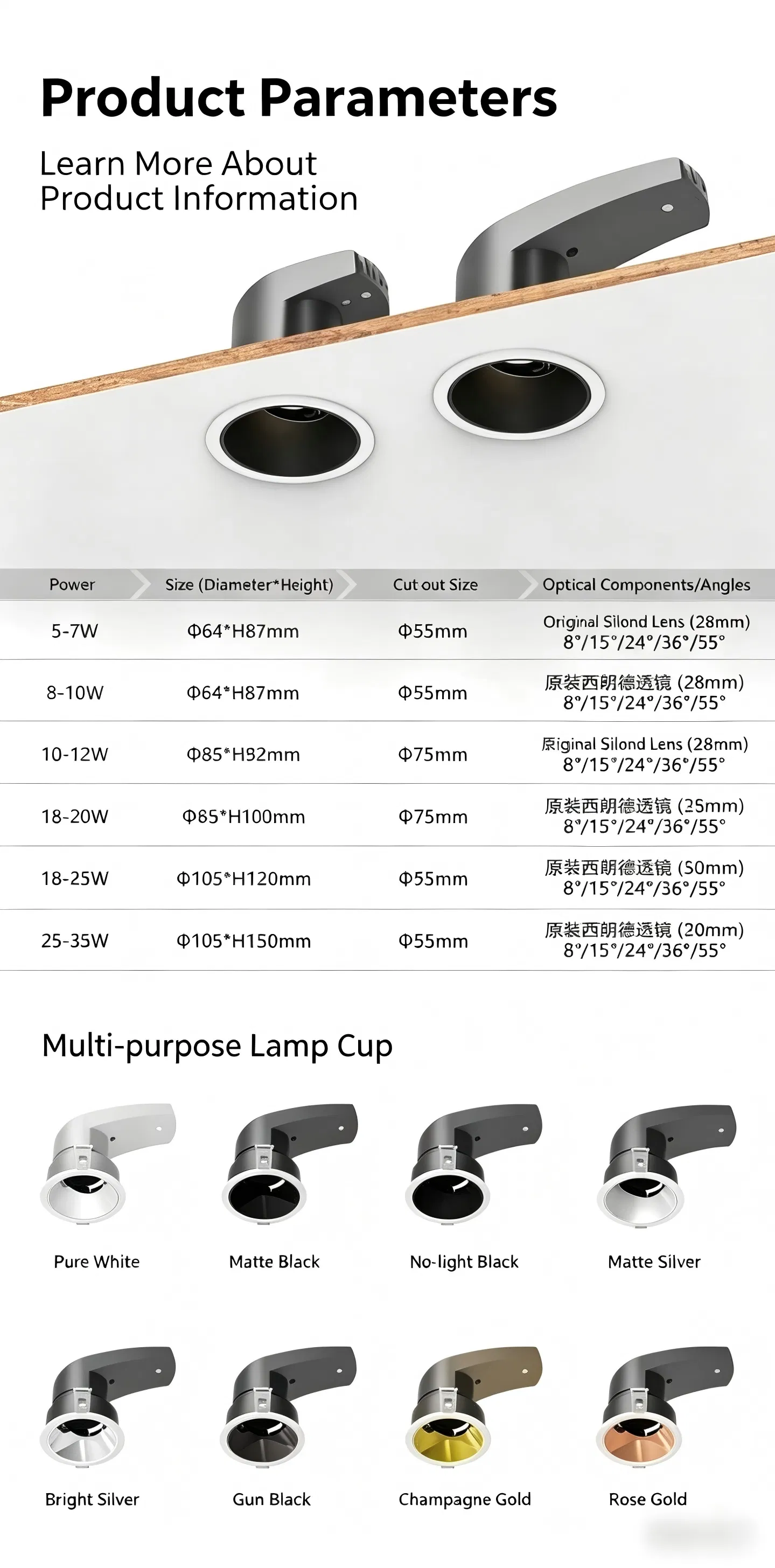 Smart Recessed LED Downlight, Bg-Ktwbk Ultra Slim CCT Dimmable Ceiling Lamp Zigbee APP Control for Indoor Ambient Lighting