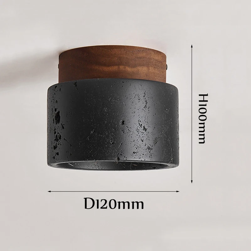 Italian Black Travertine Marble Decor Lamp LED Ceiling Light for Entrance Hallway Balcony Bedroom Living Room Restaurant Hotel
