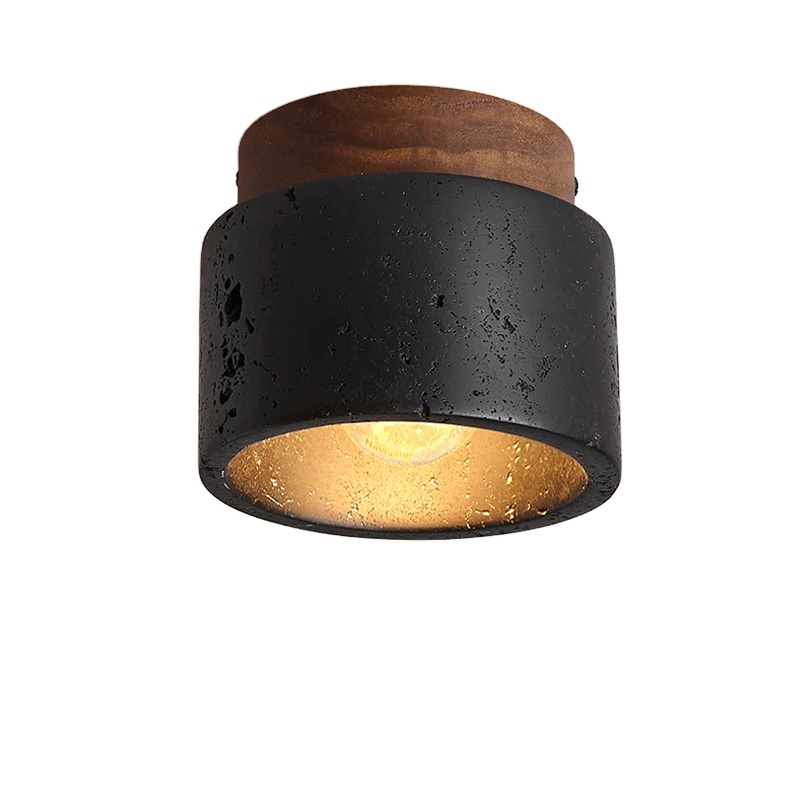 Italian Black Travertine Marble Decor Lamp LED Ceiling Light for Entrance Hallway Balcony Bedroom Living Room Restaurant Hotel