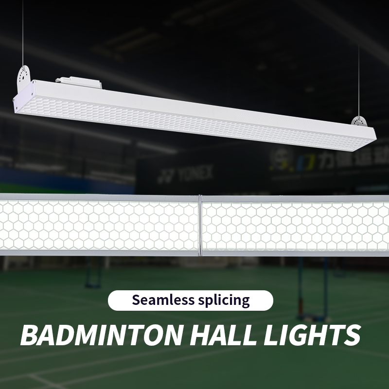 New Indoor Led Badminton Field Lighting Led Badminton Court Light Anti Glare Padel Court Rectangle Hanging Linear Light For Gym
