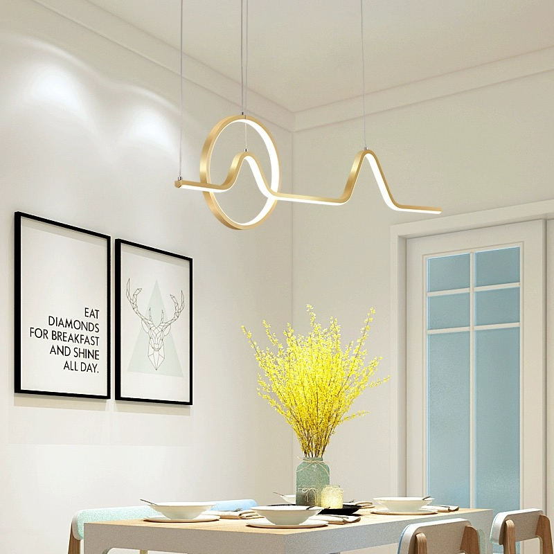 Smart Mobile APP Control LED Dimmable Chandelier Aluminum Acrylic Ceiling Lamp Gold Pendant Light