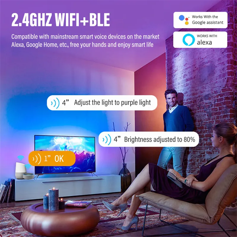 Tuya WiFi RGB Smart LED Ceiling Light Dimmable APP Control Color Changing Surface Mount Indoor Lamp