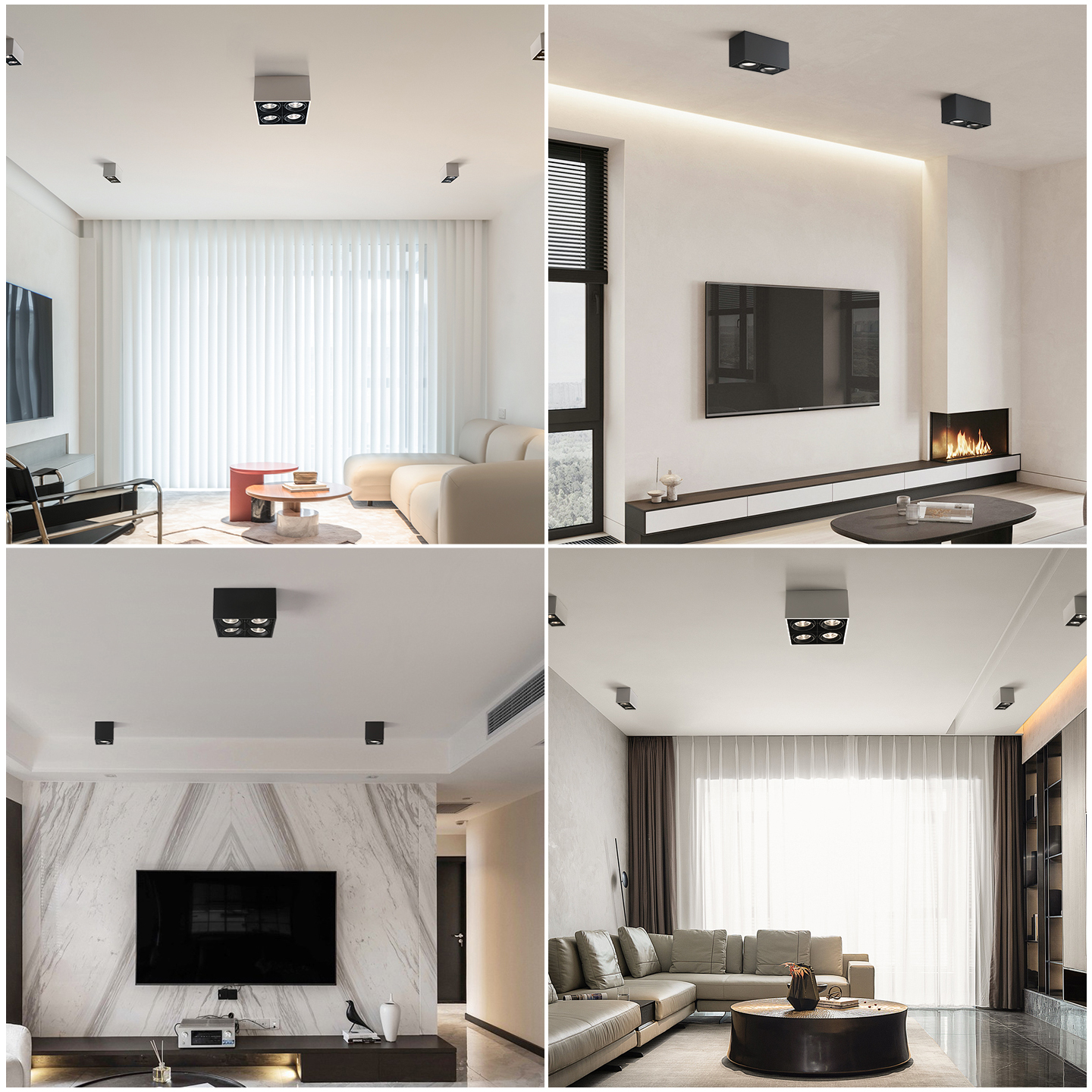 Modern 12W H125mm Spot Lights Aluminum LED Ceiling Light White Square Surface Mounted 1-Head Adjustable Beam Angle Led Spotlight