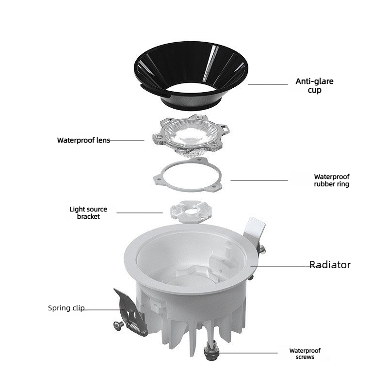 10W Modern Design Recessed LED Downlight IP65 Waterproof Aluminum Housing High Brightness Anti-Glare LED Ceiling Light Indoor