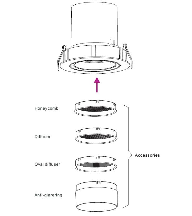 Flicker Free 24W LED Downlight COB Interchangeable Lens CRI90 LED Downlight DALI 5 Years Warranty LED COB Downlight