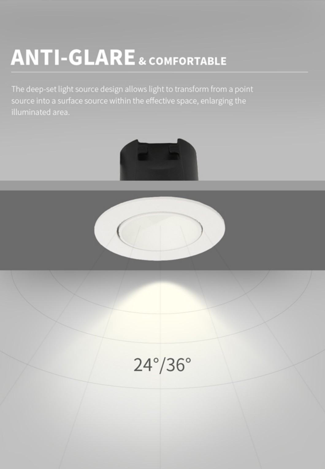 Modern Recessed LED Downlight Aluminum Anti-Glare Embedded Spot Light for Home Office Project Lighting High CRI 90 Dimmable