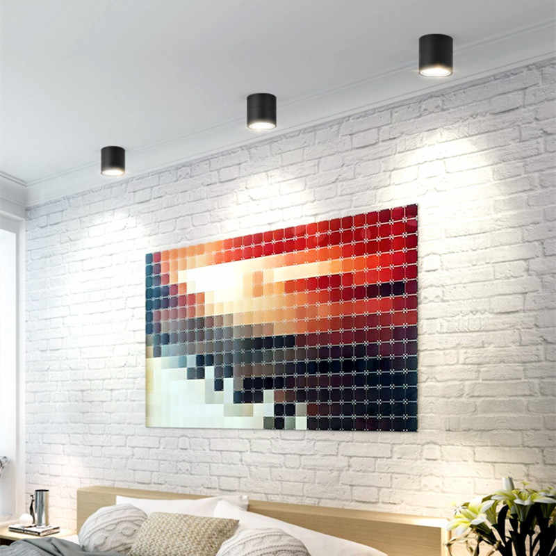 Black White 7W 12W 15W Living Room Ceiling Light COB LED 360 Degree Rotatable Surface Mounted LED Downlight Ceiling Spot Light