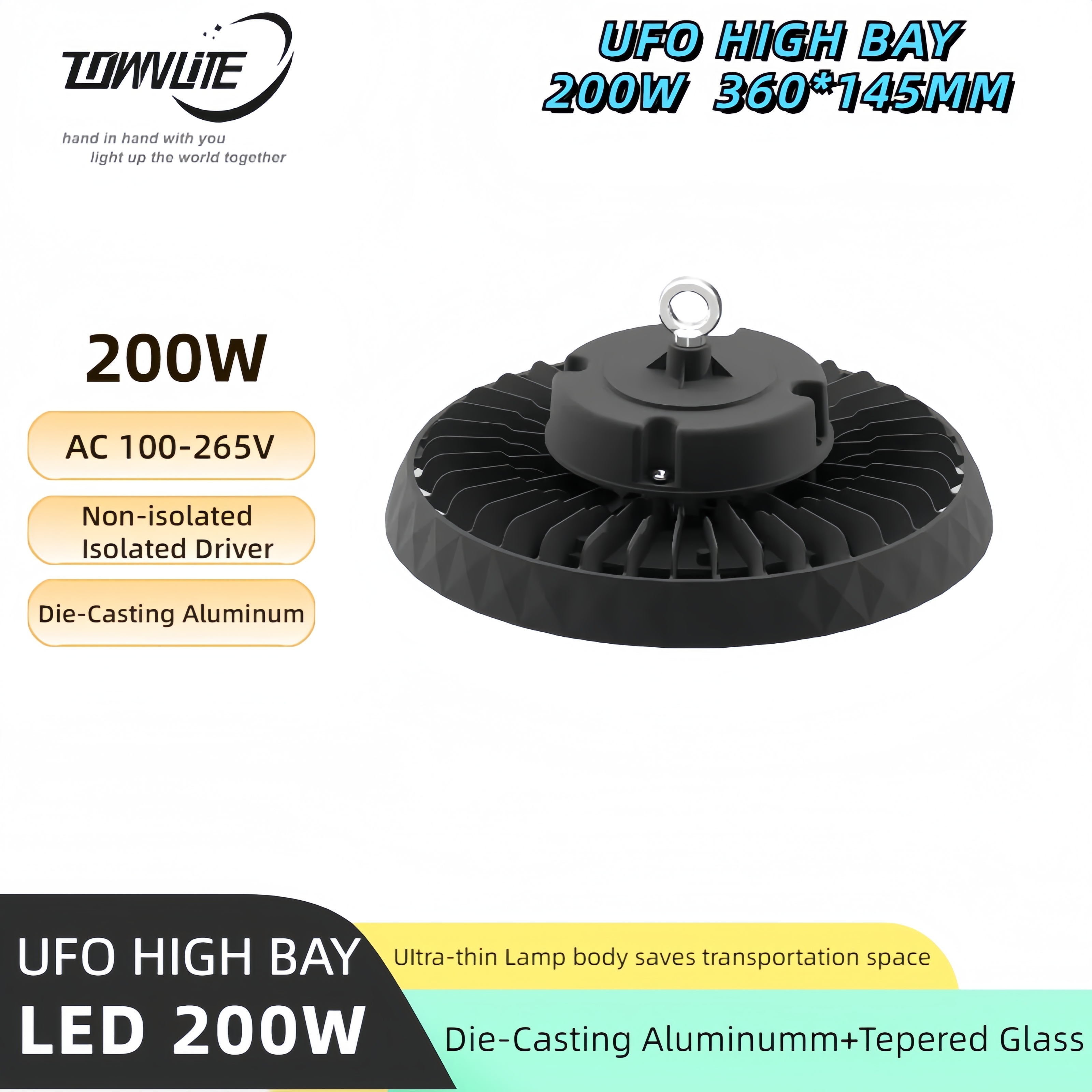 Hot Selling High Quality High Lumen 100W 150W 200W ufo LED High Bay Light with 120 Lm/w