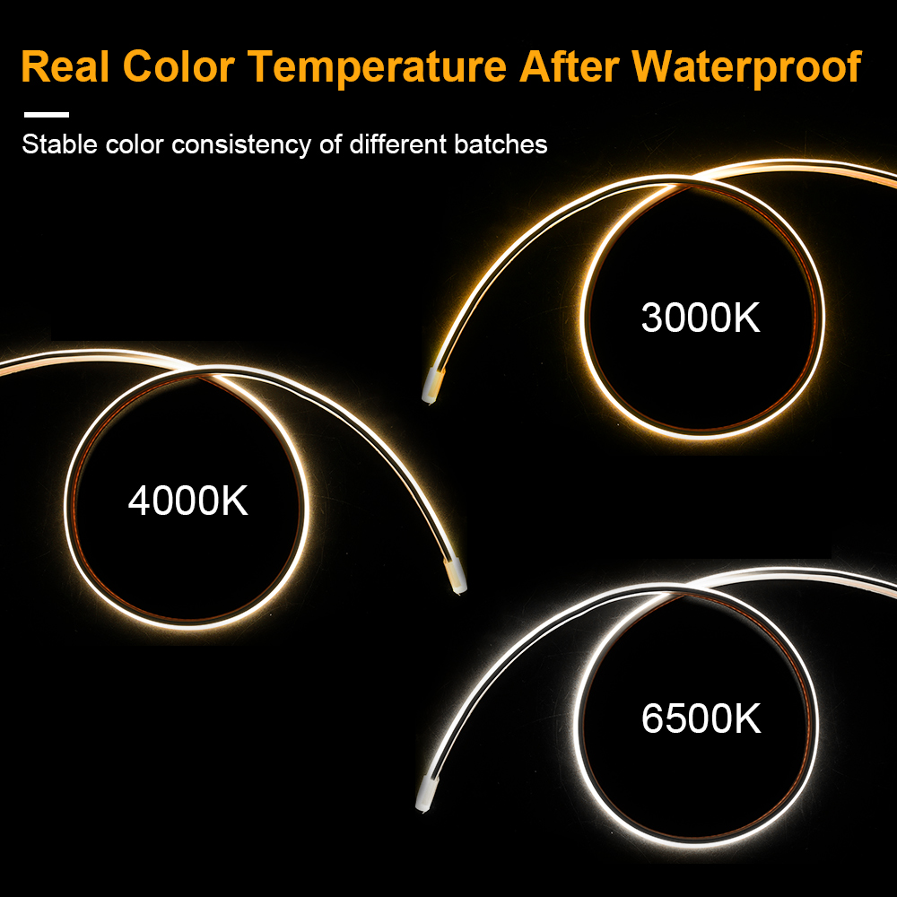 IP67 Waterproof COB Dot Free LED Strip Dimmable 5M Roll White 6500K High Quality 3 Years Warranty Flexible Soft Linear Lighting