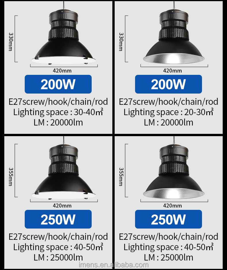 Ceiling Industrial LED High Bay Light 150W/100W IP44 Rated 120 Beam Angle 6000K Daylight Factory Warehouse High Ceiling Light
