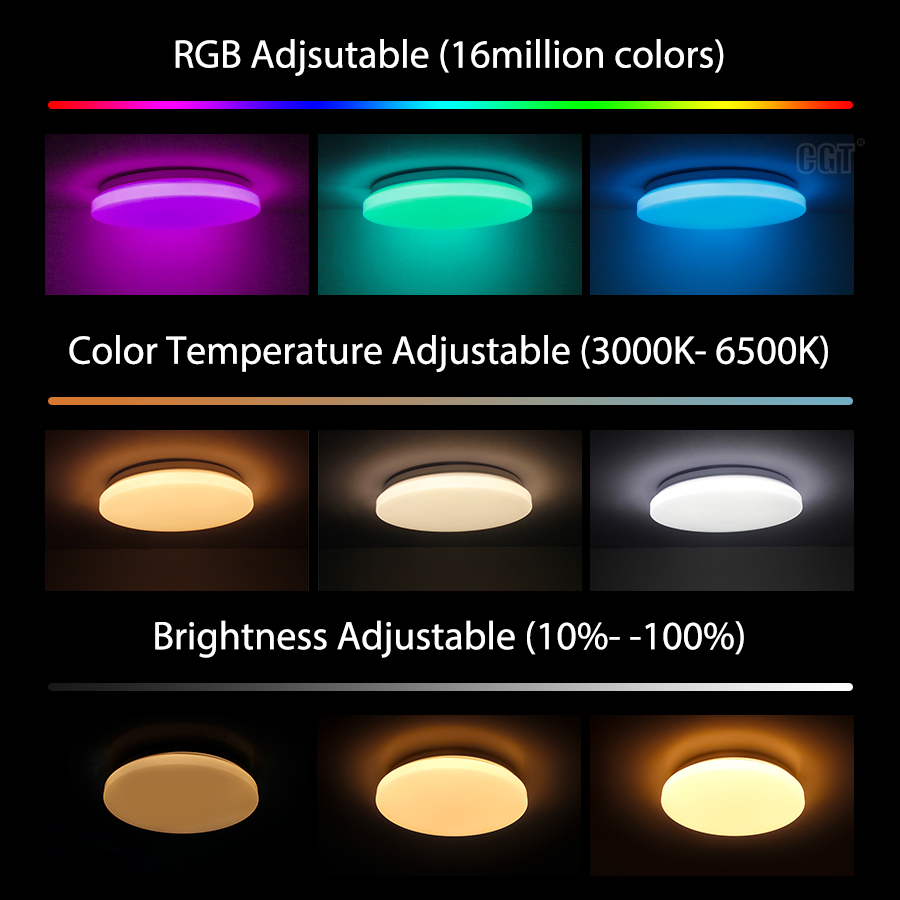 Round RGB Recessed Ceiling Color Changing APP Control WiFi LED Panel Light Smart Bulb Alexa Voice Control Downlight