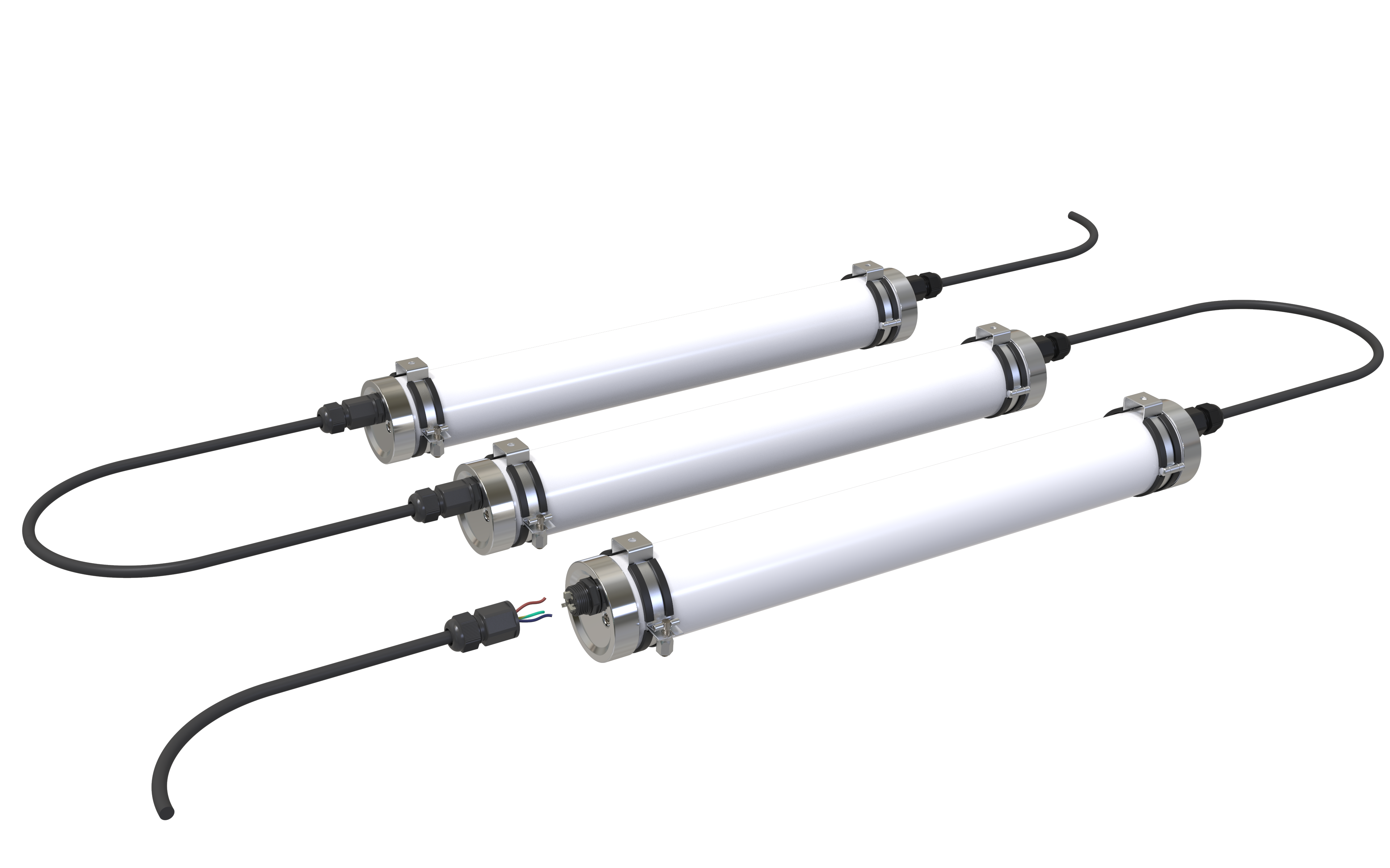 Linkable LED Tri-proof Light Fixture PMMA Housing Corrosion Proof LED Tubular Lighting IP69K LED Tubular Tri-Proof Light