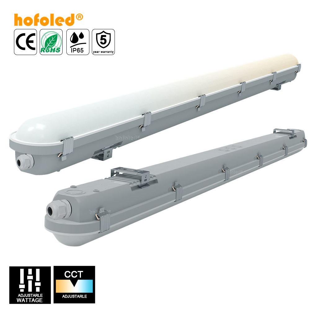 Fast Delivery 4FT LED Vapor Tight Light Hofoled 40W 50W Selectable 3000K-6500K 3CCT IP65 LED Tri-proof Light For Garage Freezer