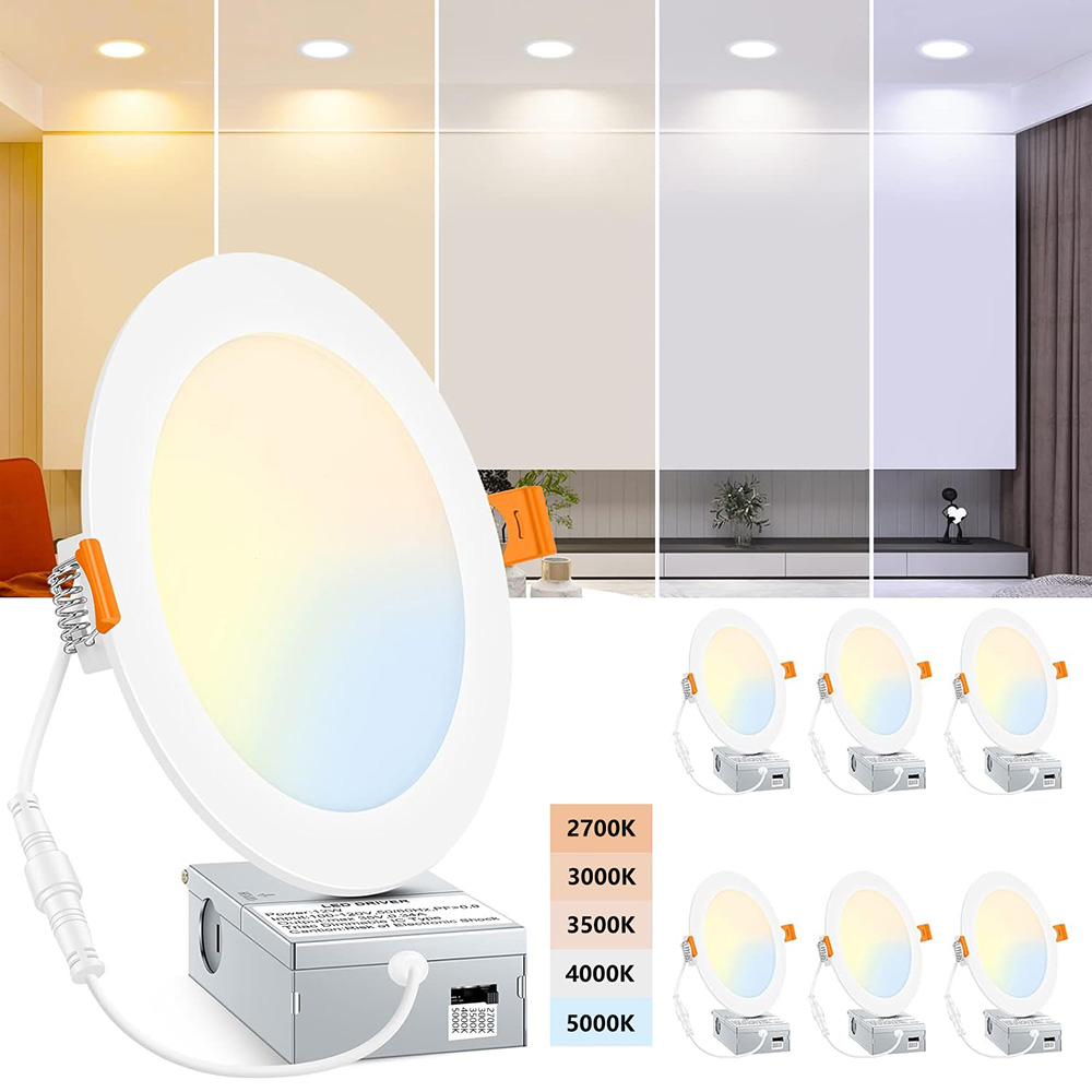 9W 12W Led Slim Down Light ultra Slim Round 6 Inch 5CCT Dimmable Shape Recessed Ceiling Smd Led Panel Lights ETL Certified